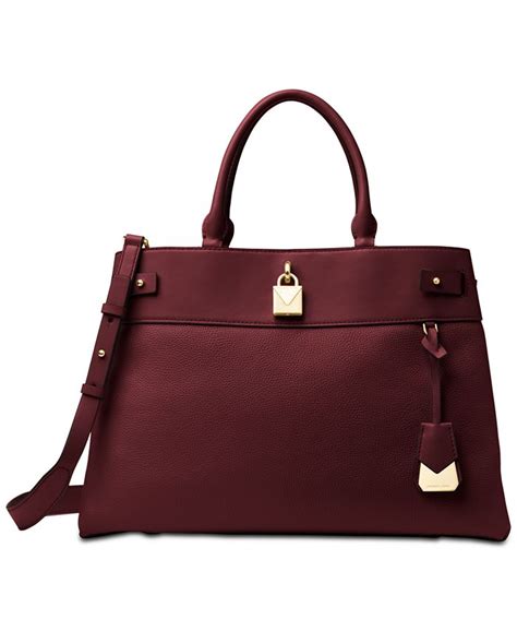 michael michael kors gramercy polished leather satchel|michael kors leather satchel large.